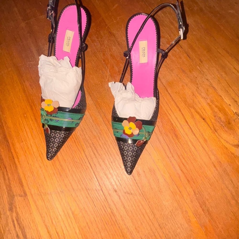 Kimono Prada Heels ( Spring 2003 collection) rare find with the pink sole